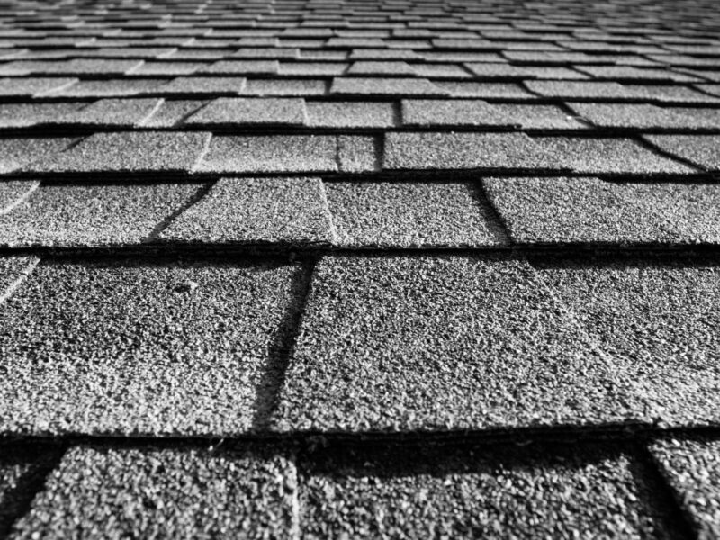 close up of roof shingles black and white